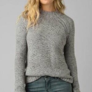Prana Nemma Gray Marbled Mock Neck Long Sleeve Sweater
